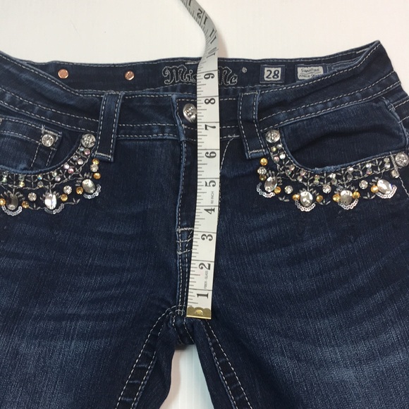 Miss Me Women’s Signature Ankle Skinny Blue Jean with Sequins Rhinestones. Sz 28 - Picture 9 of 11
